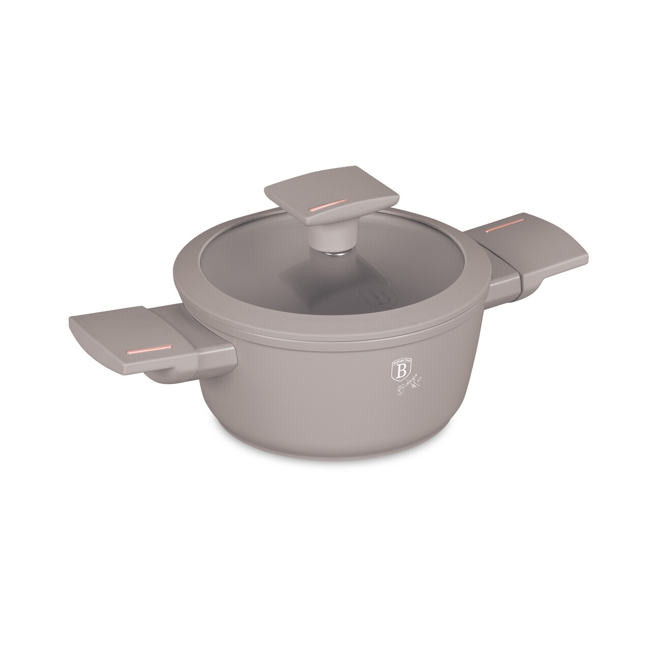 Cratita cu capac Berlinger Haus, Taupe, 14 cm, 700 ml, aluminiu forjat, taupe mat - imagine 4